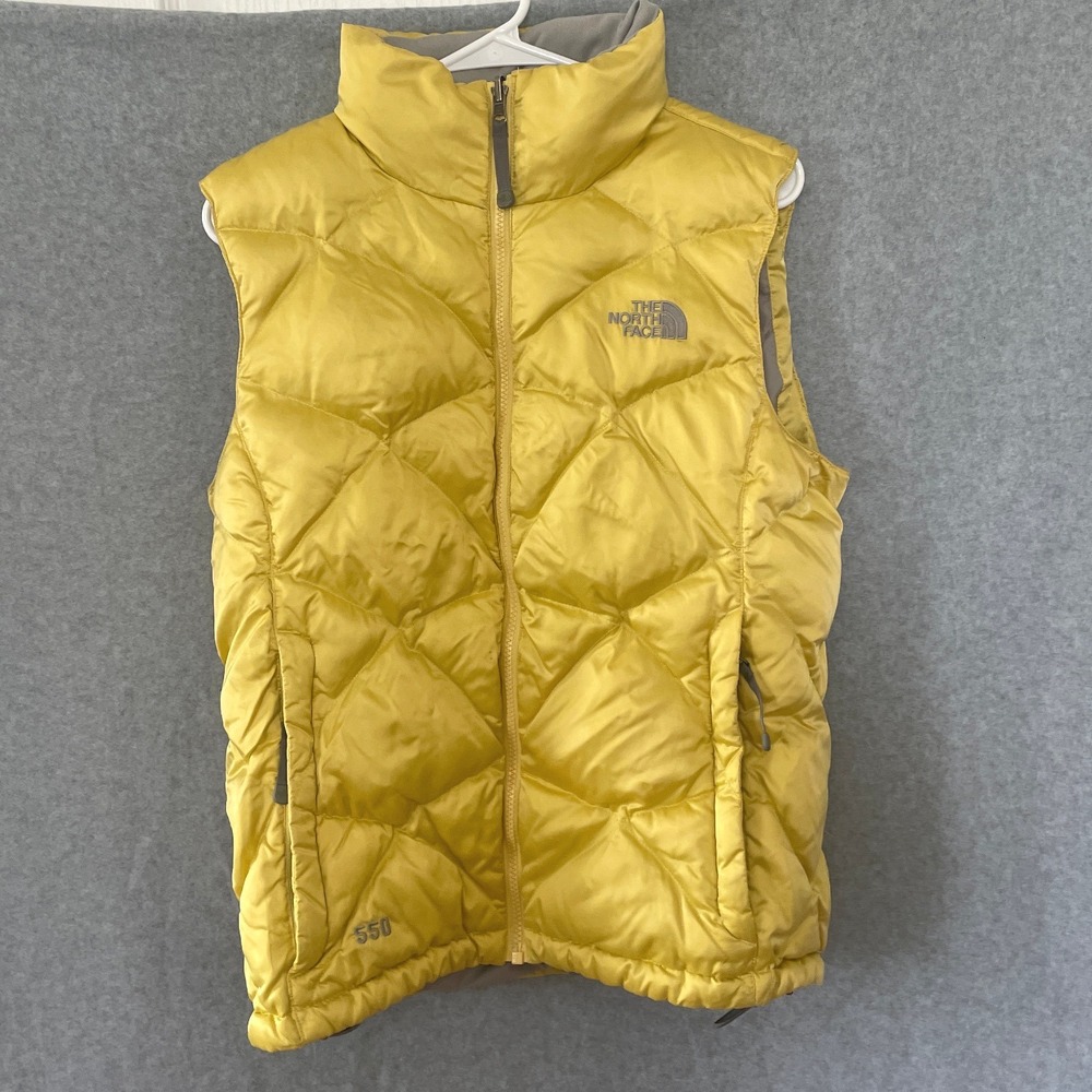 The North Face Aletia Down Vest Medium Yellow 550 Fill Puffer Quilted Gorpcore